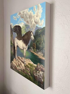 "Pegasus" Peinture à l'huile originale d'un cheval mythique avec des ailes