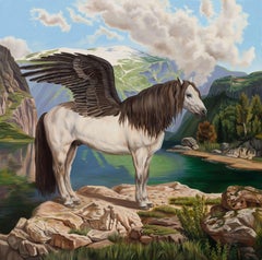 "Pegaso" Pintura al Óleo Original de Caballo Mítico con Alas