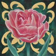 "Peony with Yellow Patterns," Oil Painting