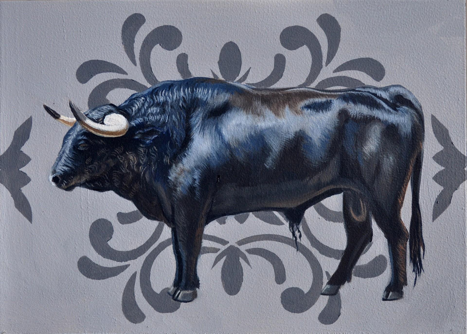 Robin Hextrum Animal Painting - Profile of a Bull