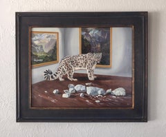 "Snow Leopard Offering Curatorial Feedback" by Robin Hextrum, Original Painting
