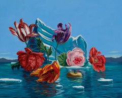 "Tulips with Glacier, " Oil Painting