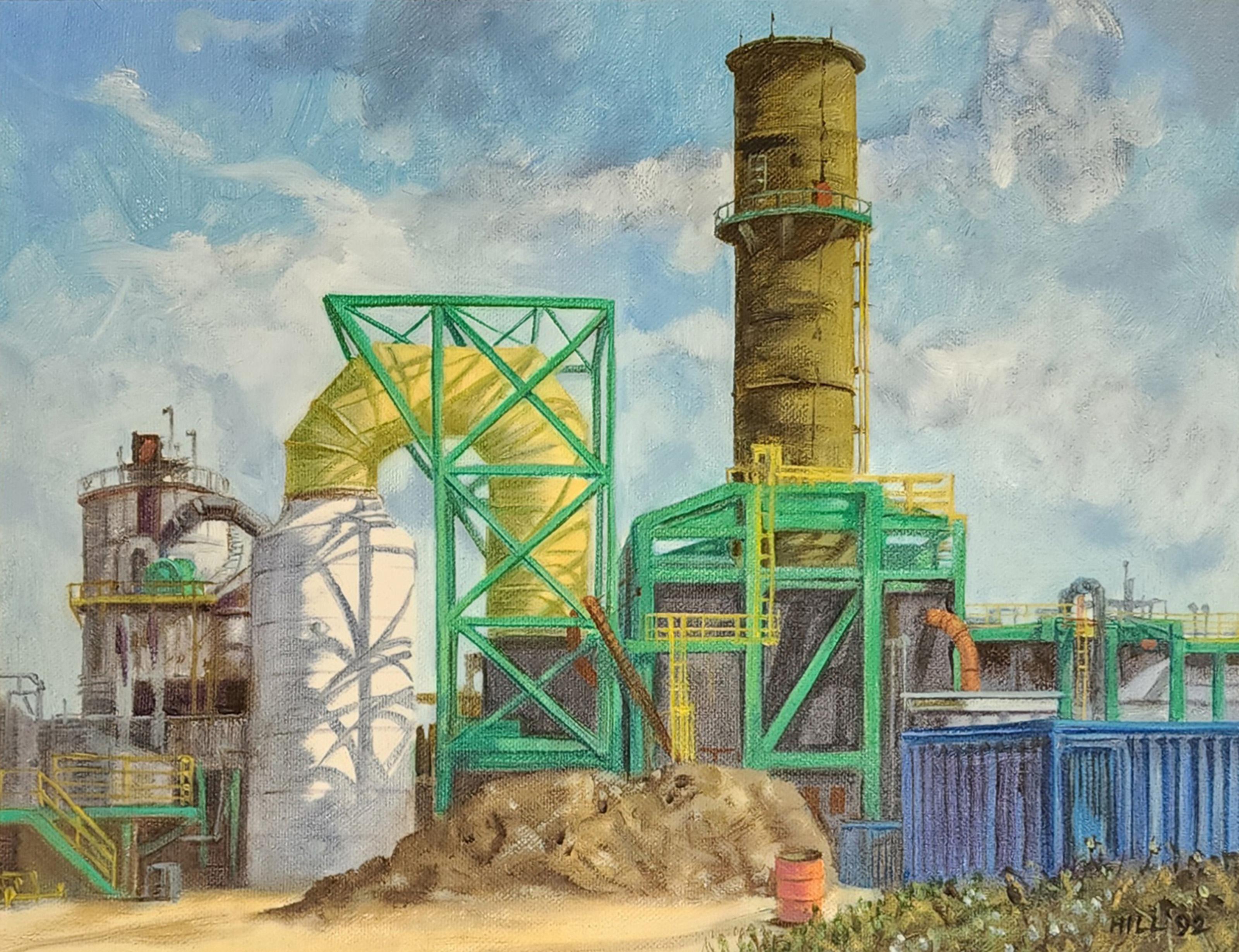 Estudio de La chimenea verde al óleo, Pintura impresionista americana al óleo sobre lienzo - Painting impresionista estadounidense de Robin Hill