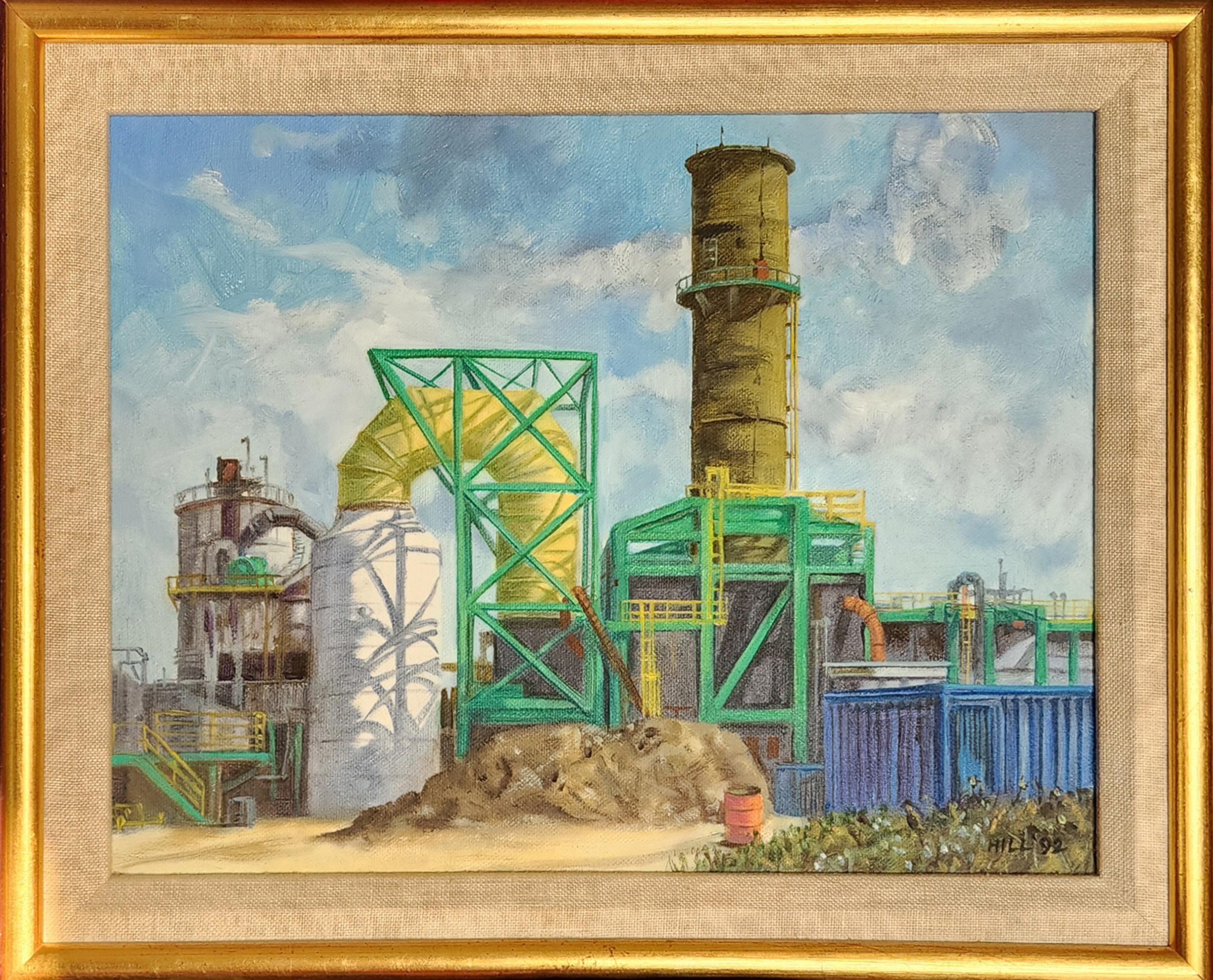 Landscape Painting de Robin Hill - Estudio de La chimenea verde al óleo, Pintura impresionista americana al óleo sobre lienzo