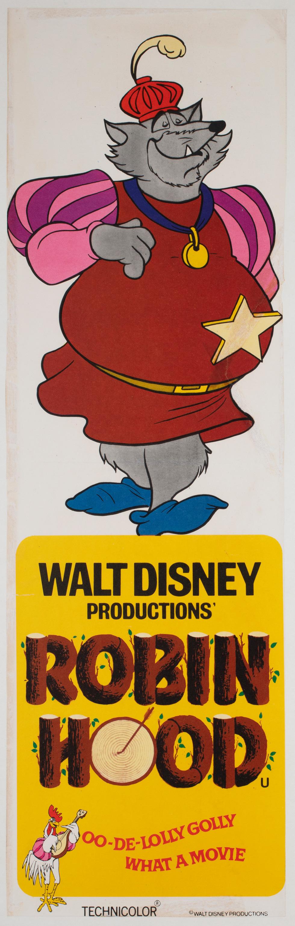 Britannico Robin Hood Originale 1973 Uk Door Panel / Insert Film Movie Poster, Disney