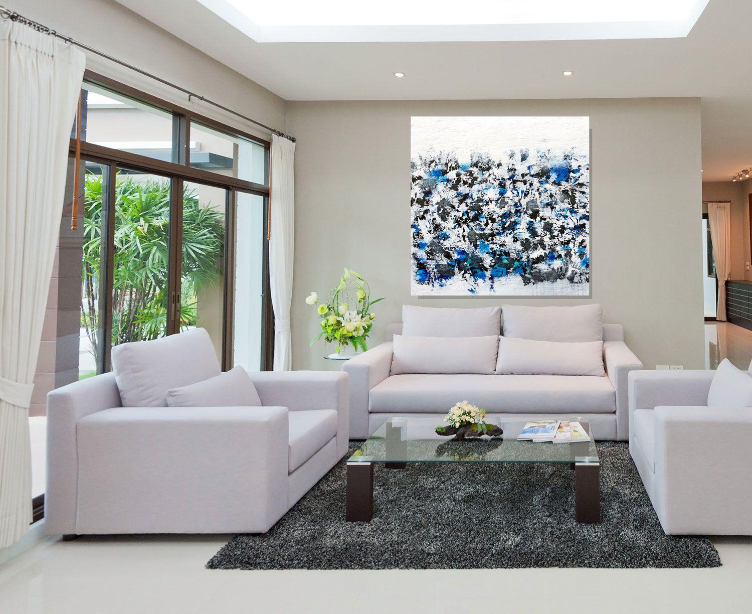 Blu smeraldo, tecnica mista su tela - Mixed Media Art Contemporaneo di Robin Jorgensen