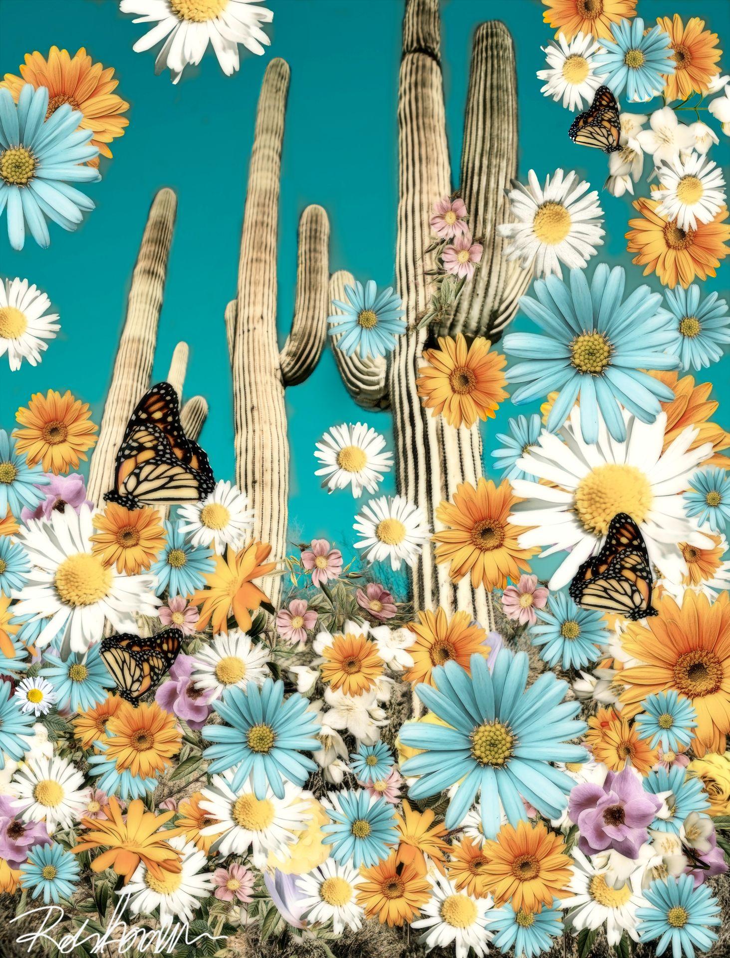 Desert Blooms, Digital on Canvas - Print by Robin Jorgensen