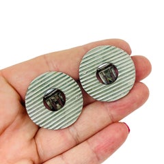 ROBIN KAHN 83 signed vintage silver tone modernist designer clip earrings