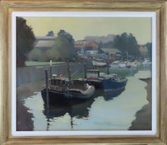 Original Oil on Canvas. Robin Mackervoy. R.O.I. "Moorings at Teddington"
