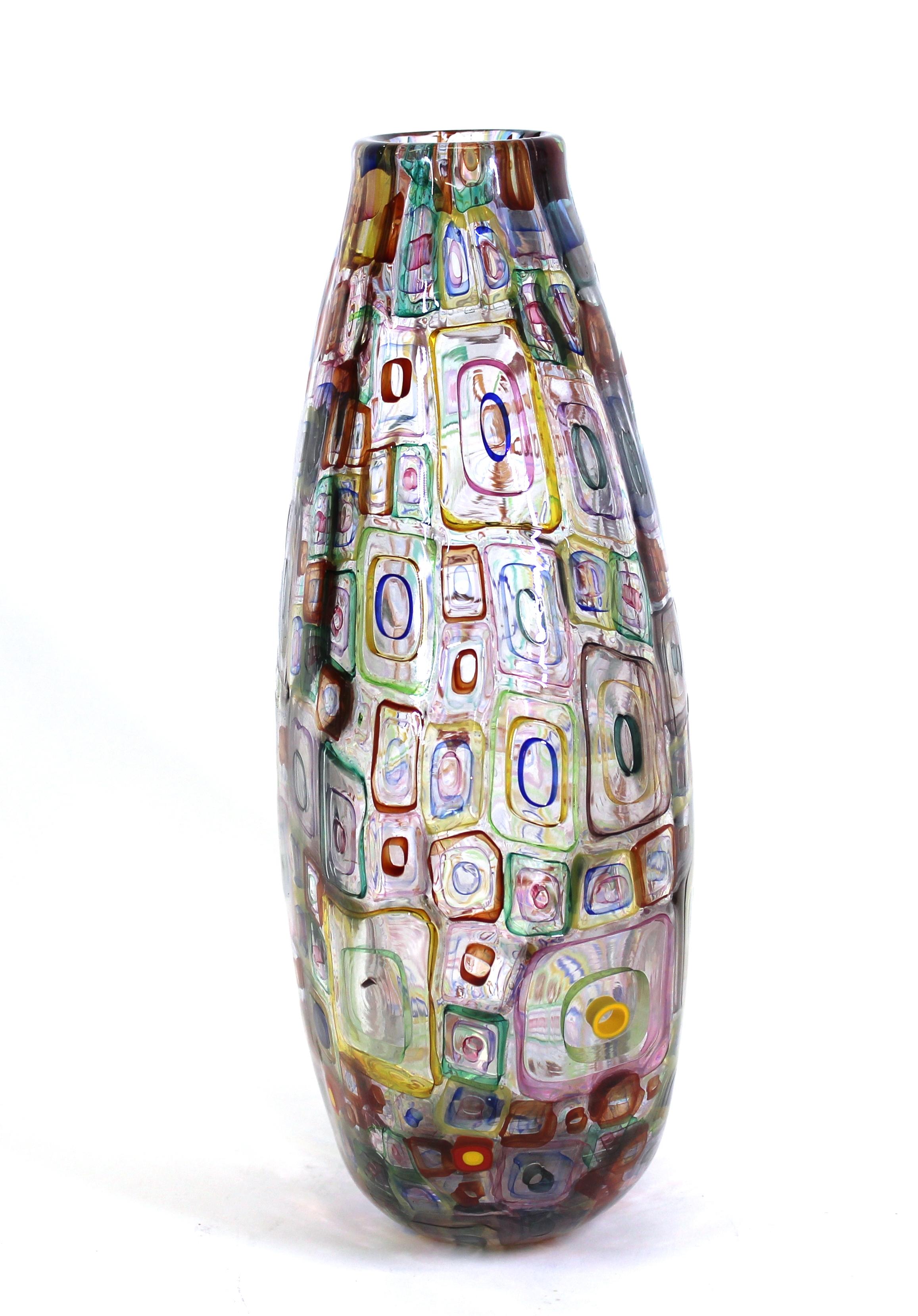 Robin Mix Postmodern Art Glass Murrine Vase In Good Condition In Astoria, NY