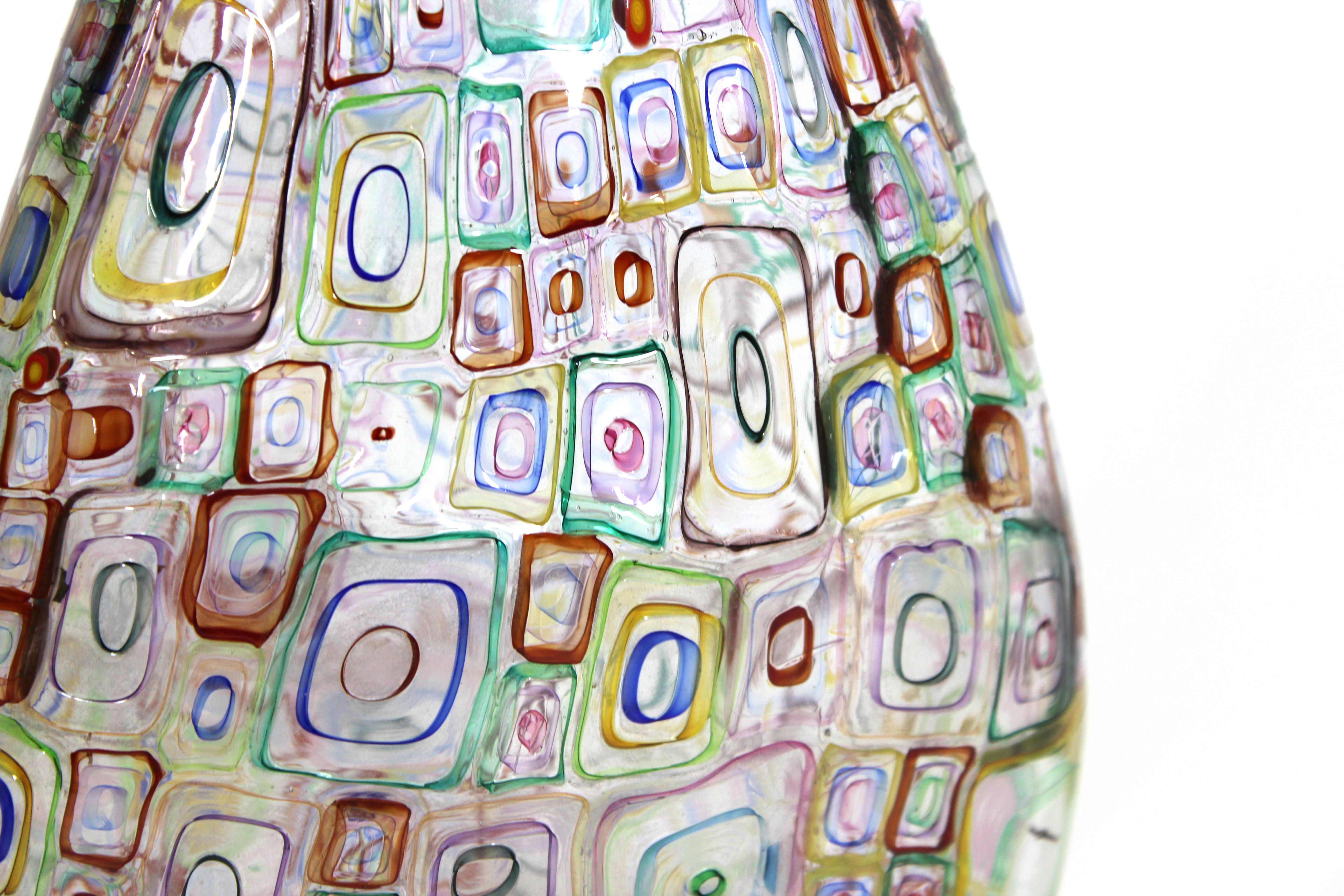 Late 20th Century Robin Mix Postmodern Art Glass Murrine Vase