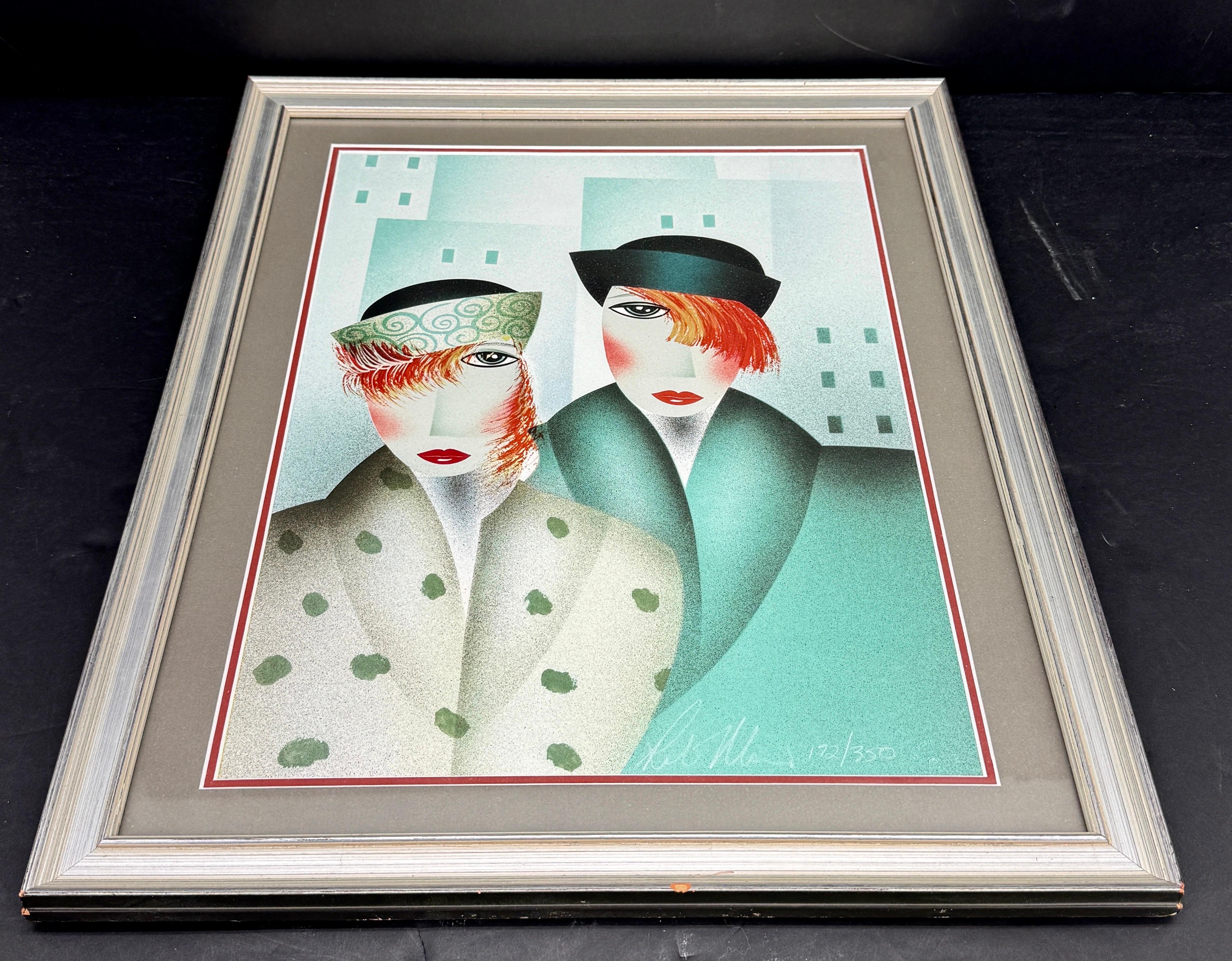 Mary y Eddie, enmarcada en plata, de Robin Morris, es una litografía original de edición limitada 172/350, impresa con técnicas litográficas manuales en papel de archivo Coventry Rag 100% libre de ácido. Mary y Eddie es un caprichoso retrato de