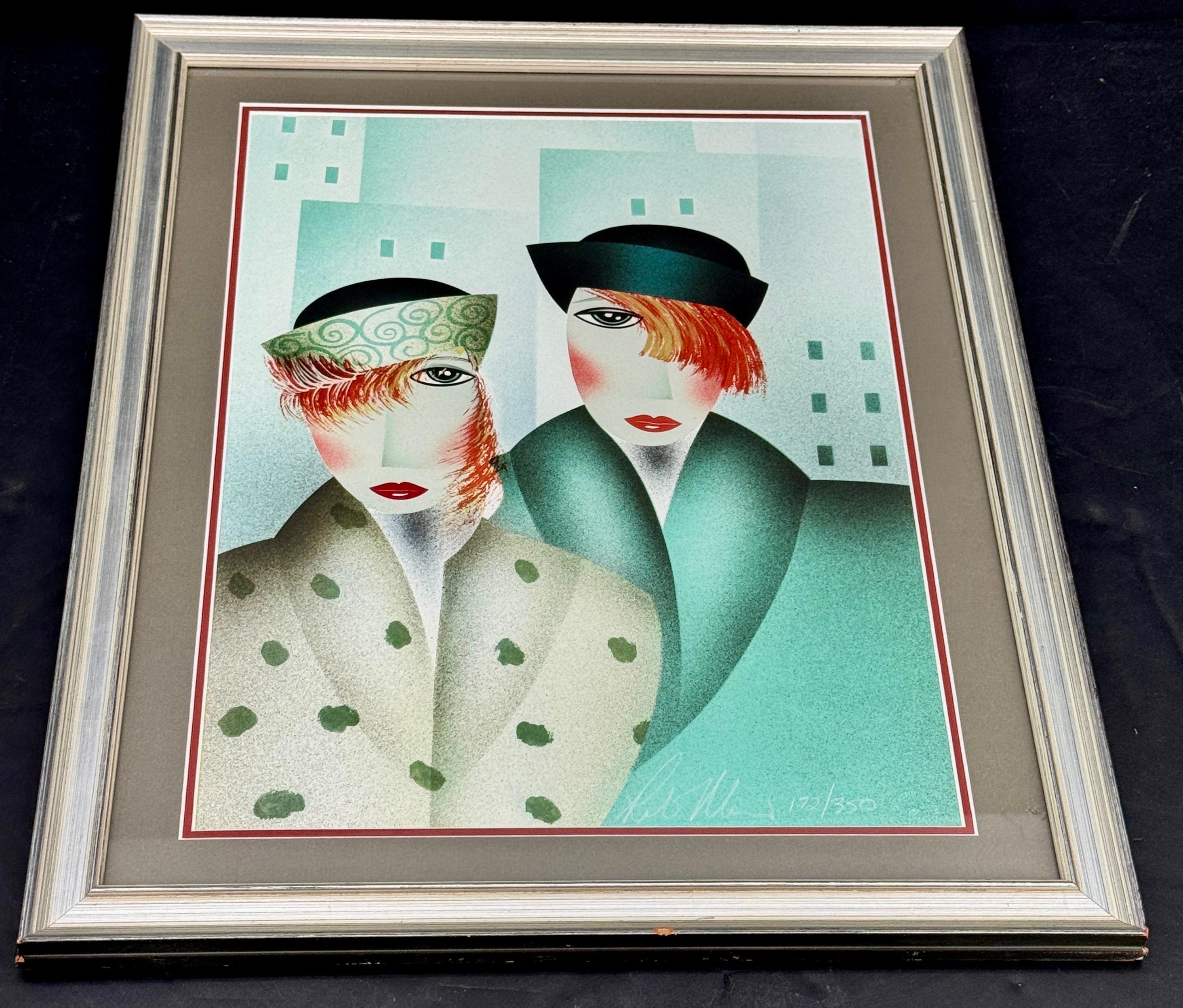 Robin Morris Retrato Art Decó Mary y Eddie Litografía firmada Limitada 172/350 Papel en venta