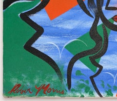 «Madre e hijo», pintura original sobre lienzo, firmada, 24 x 18 pulgadas. Estirado