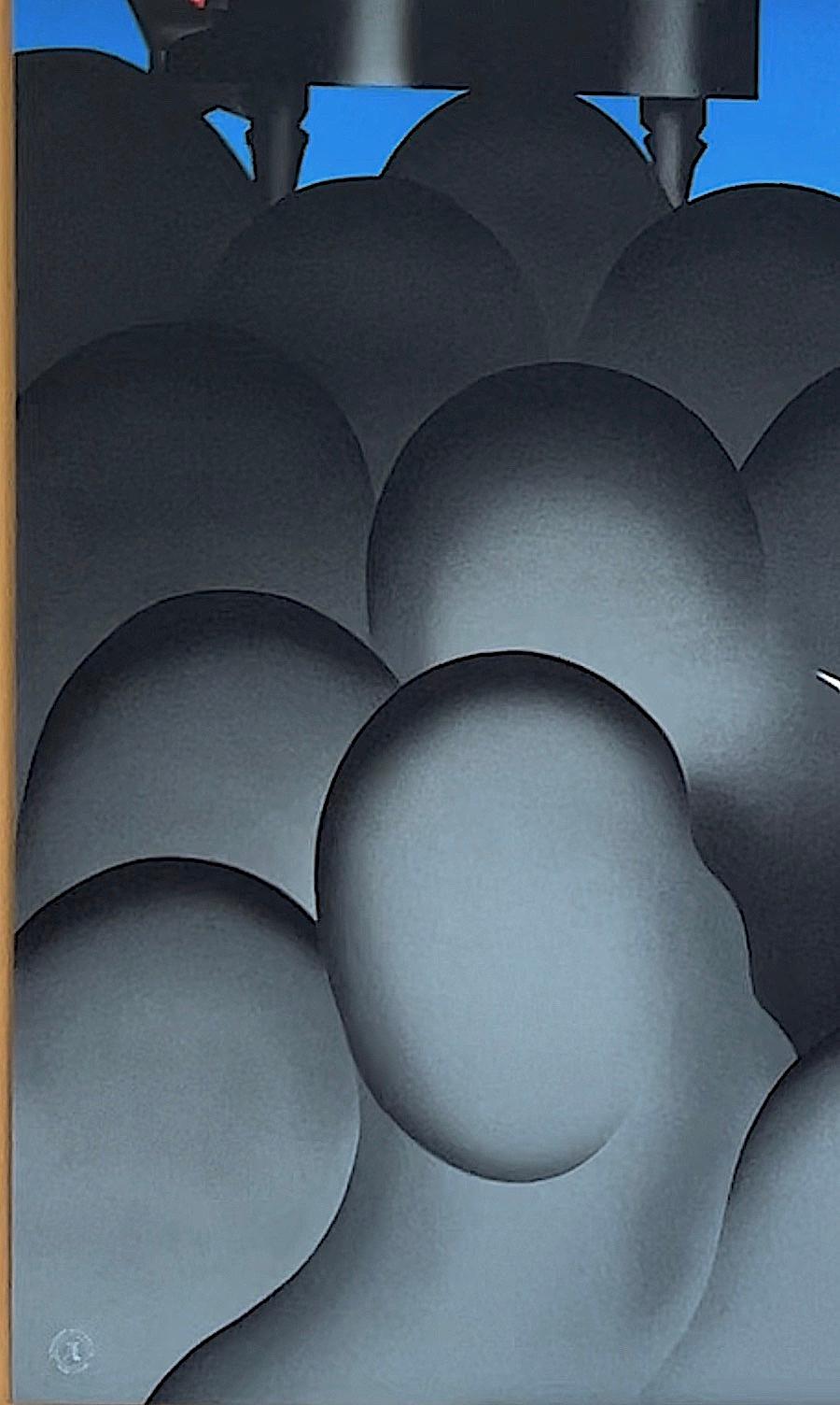 ALONE IN A CROWD Litografia firmata, Cameriera di cocktail, Martini, Pianoforte, Art Deco - Interior Print Viola di Robin Morris