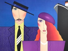 BON VOYAGE Signed Lithograph, Couple Portrait, Art Deco, Cruise Ship Travel
