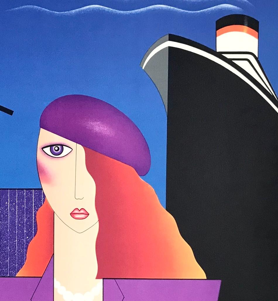 BON VOYAGE, de la artista Robin Morris, es una litografía original de edición limitada impresa mediante técnicas de litografía manual en papel Arches de archivo, 100% libre de ácido. BON VOYAGE es un impresionante retrato de moda Art Decó que
