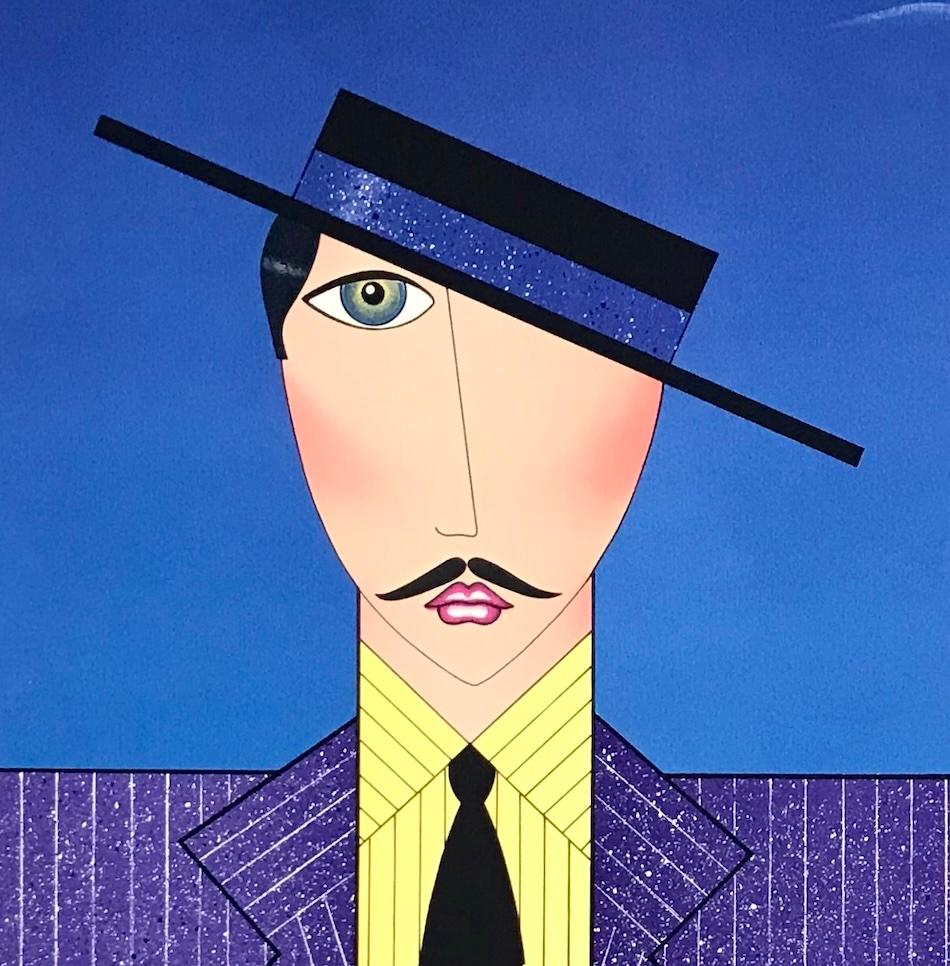 BON VOYAGE Litografía firmada, Retrato de pareja, Art Decó, Viaje en crucero - Portrait Print Púrpura de Robin Morris