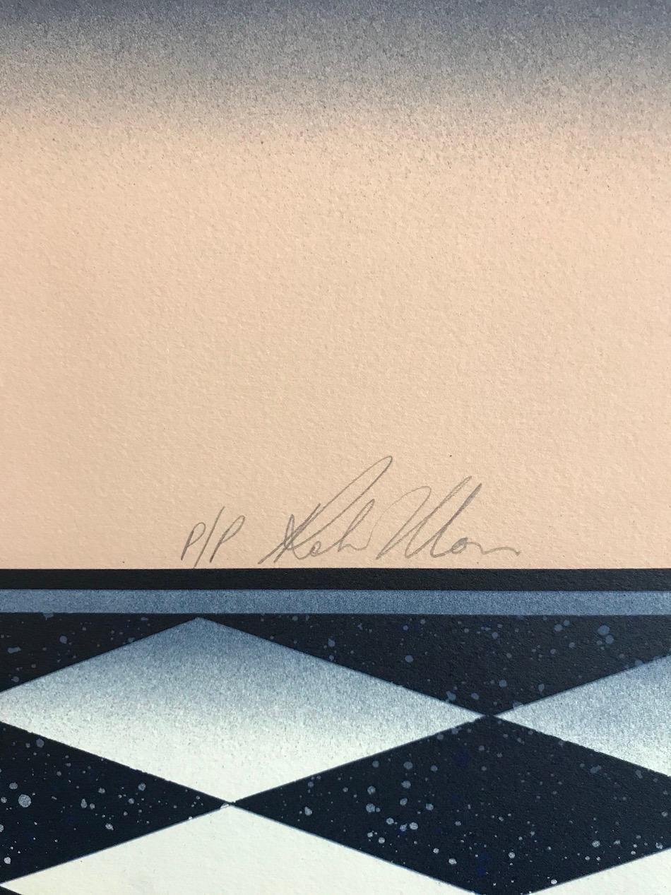 CITY LIGHTS dell'artista Robin Morris è una litografia originale in edizione limitata stampata a 15 colori con tecniche di litografia a mano su carta Arches d'archivio, 100% priva di acidi. CITY LIGHTS è un ritratto di coppia in stile Art Deco