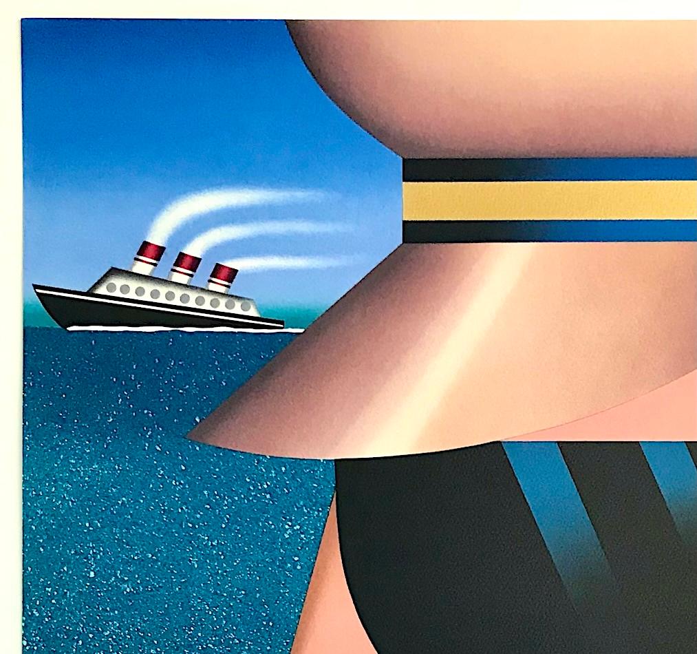COMMODORE Signed Lithograph, Ship Officer Portrait Uniform Sunglasses Gold Stars - Contemporary Print by Robin Morris