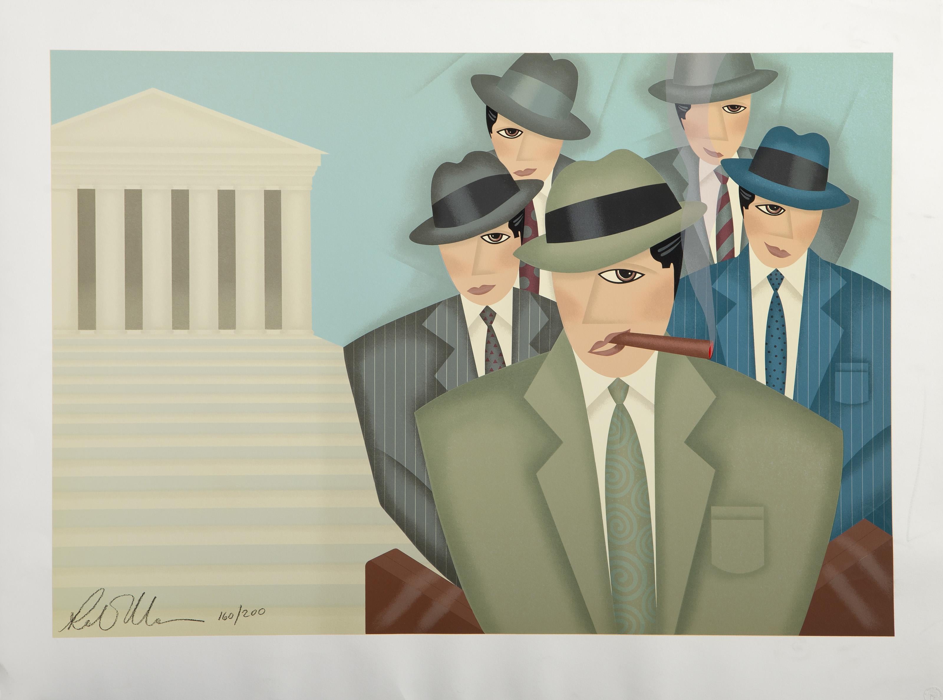 Robin Morris, Estadounidense (1953 - ) - Palacio de Justicia, Técnica: Serigrafía sobre Arches, firmada y numerada en Crayón, sello ciego del artista abajo a la derecha, Edición: 160/200, Tamaño de la imagen: 28 x 39,75 pulgadas, Tamaño: 34 x 45