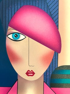 FRANÇOIS UND EINIGE FREUNDE Signierte Lithographie Gruppe Mode Porträt Barett Hüte