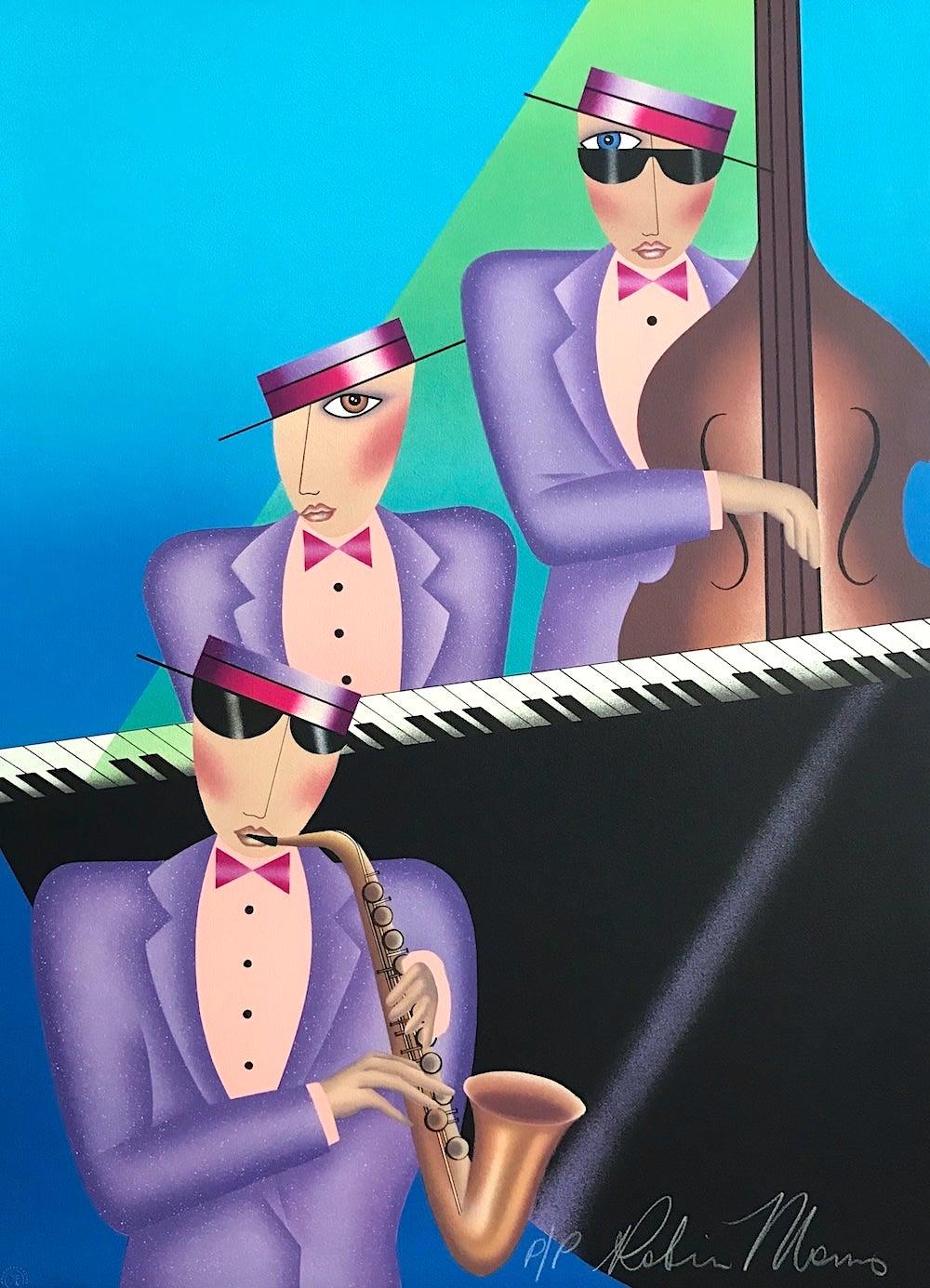 JAZZ TRIO Signed Lithograph, Small Group Portrait, Hot Club Swing Music, Piano