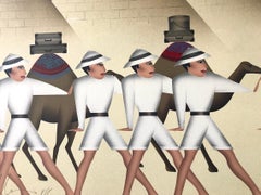 LAND OF THE PHAROAHS Signed Lithograph, Expedition, Egyptian Pyramids, Camels