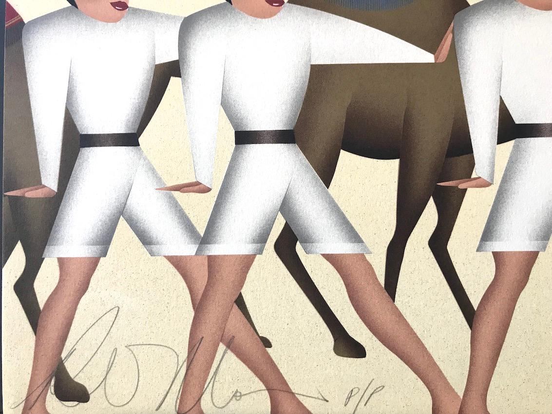 LAND OF THE PHAROAHS Signed Lithograph, Expedition, Egyptian Pyramids, Camels For Sale 1