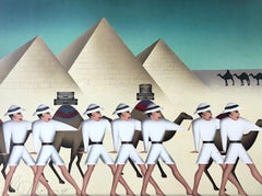 LAND OF THE PHAROAHS Signed Lithograph, Expedition, Egyptian Pyramids, Camels