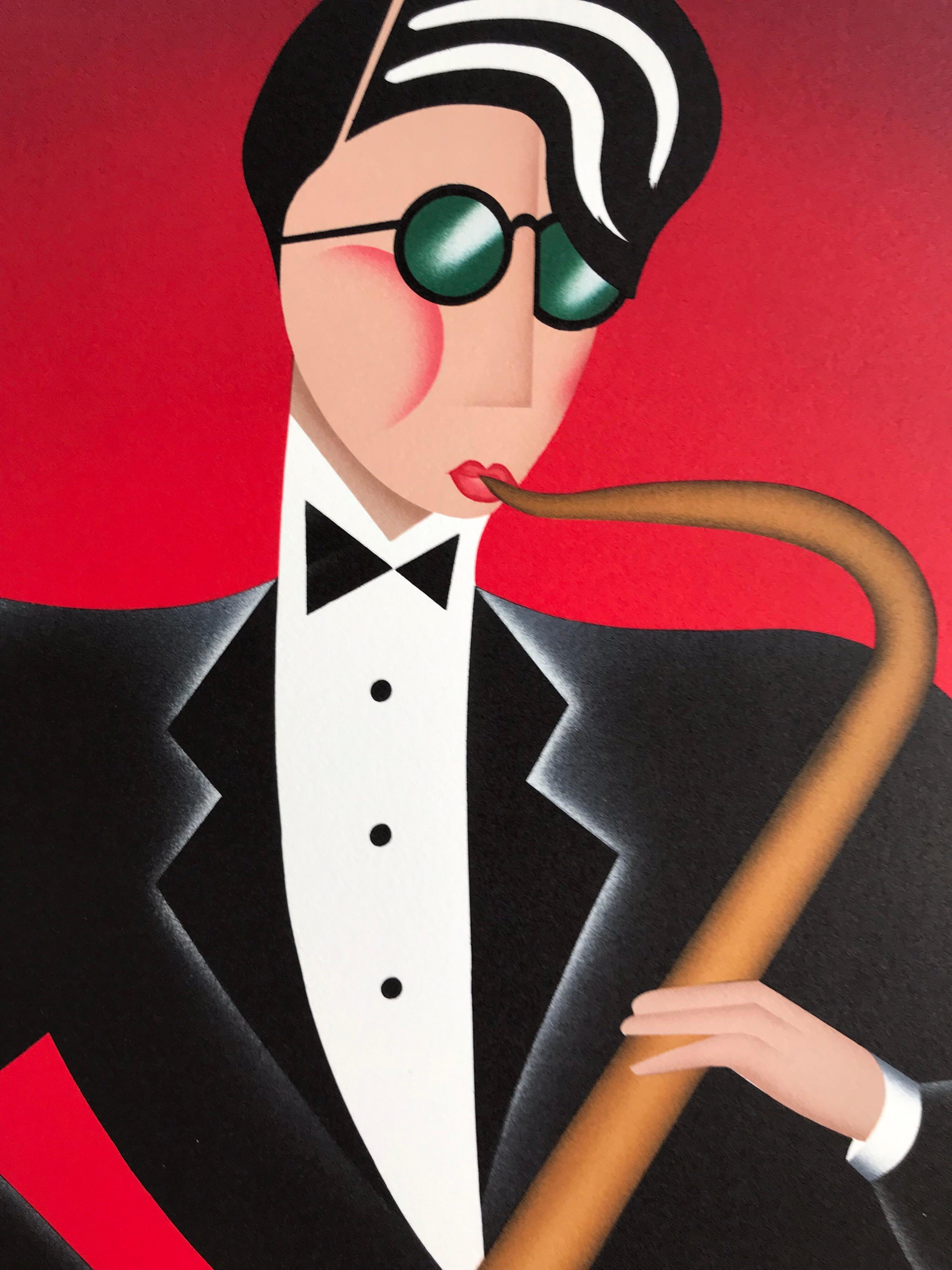 RED HOT, COOL BLUE Set 2 Litografías Firmadas, Retratos de Jazz, Saxofón, Batería en venta 2