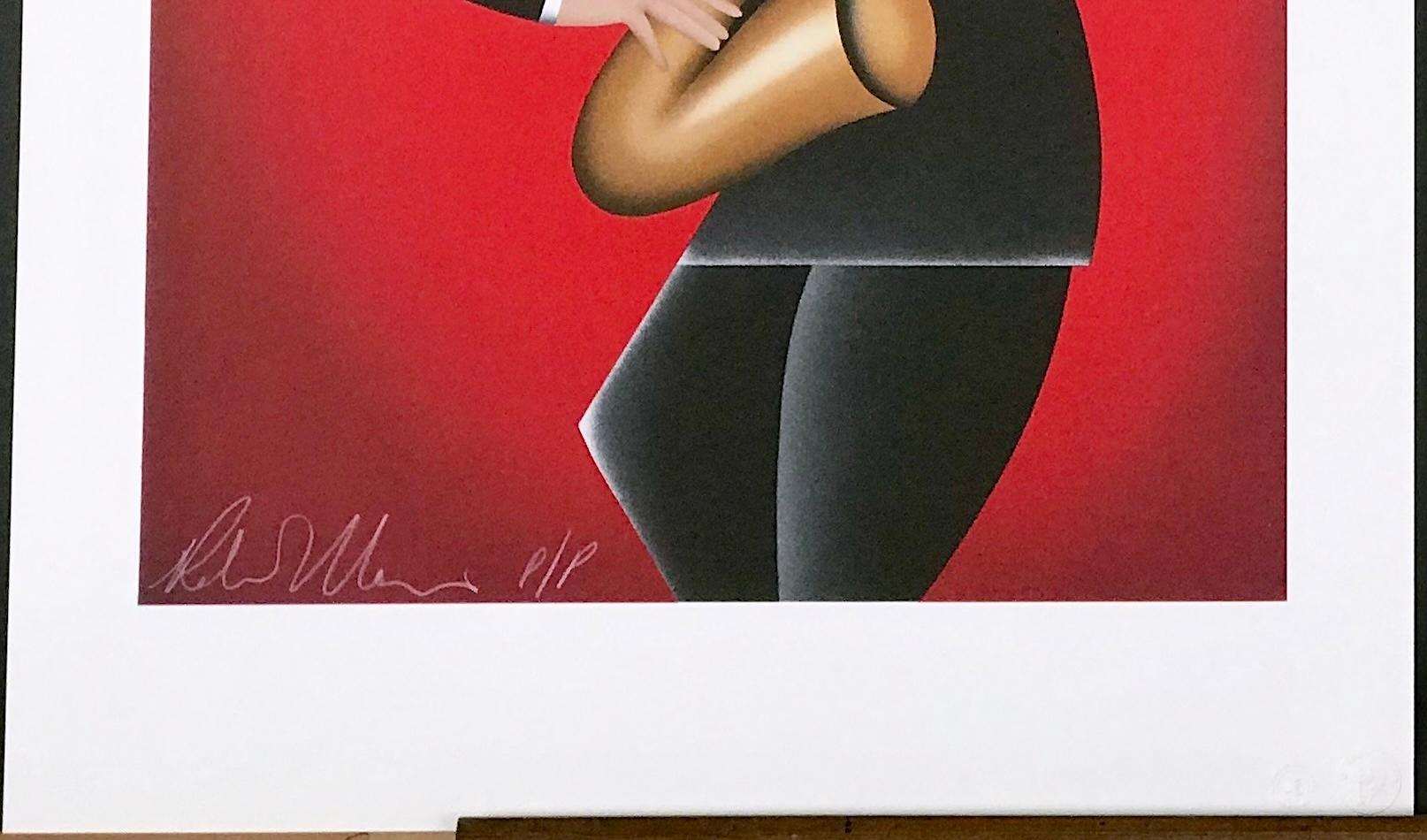 RED HOT Signed Lithograph, Modern Art Deco Portrait, Saxophone Player Jazz Music For Sale 2
