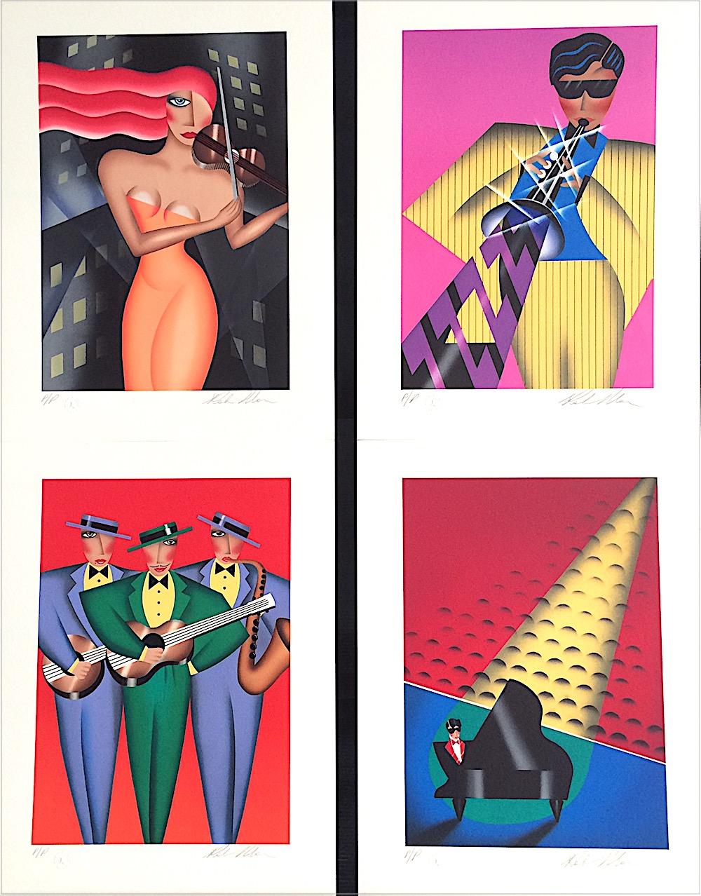 Robin Morris Figurative Print – RHYTHM & BLUES SUITE Portfolio von 4 signierten Lithografien, Art déco-Musikporträts