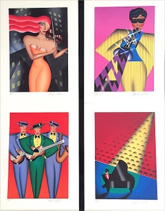 Retro RHYTHM & BLUES SUITE Portfolio of 4 Signed Lithographs, Art Deco Music Portraits