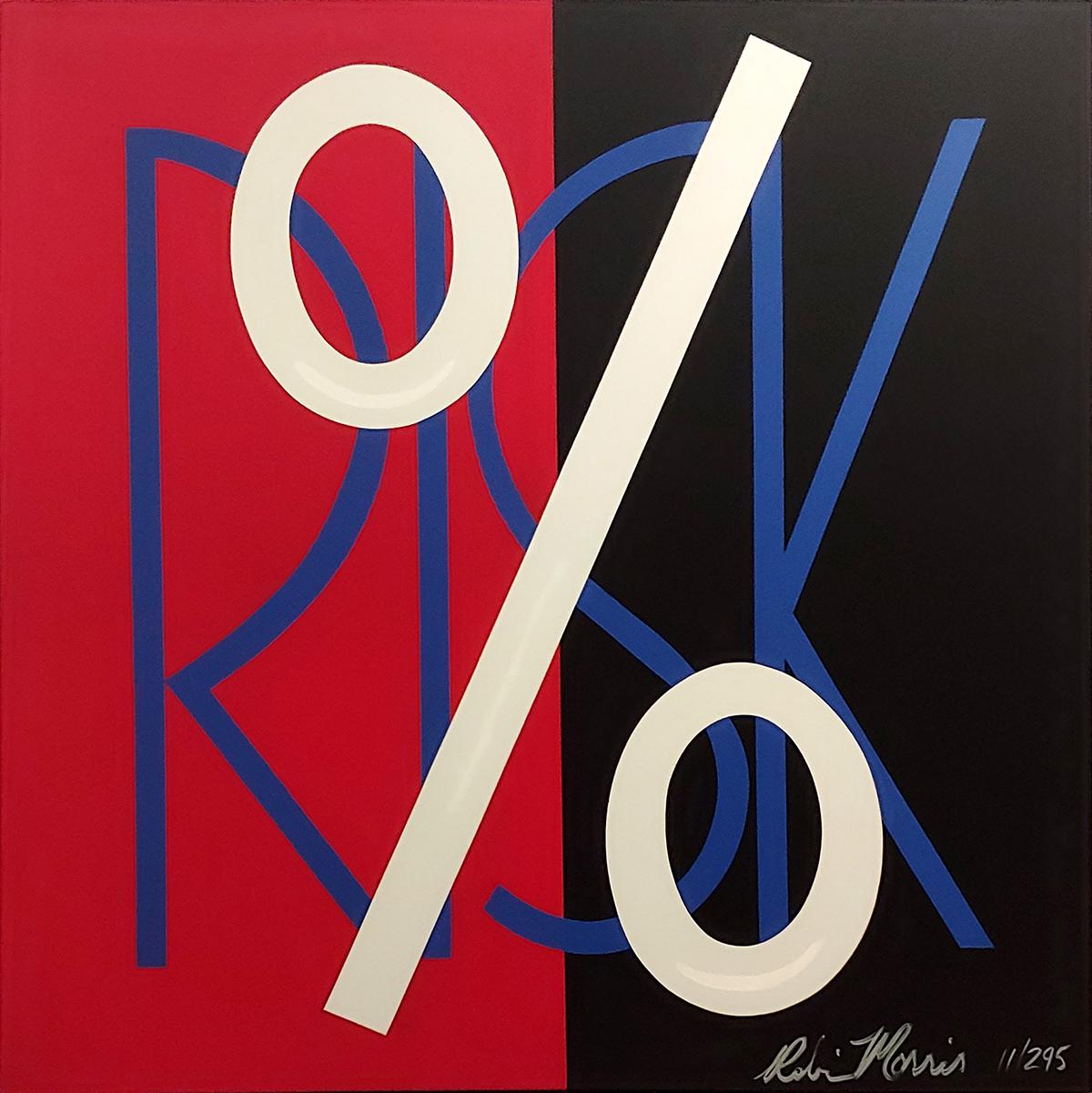 Robin Morris Abstract Print - "Signs of the Times"   Percentage and Risk   40x40" on canvas