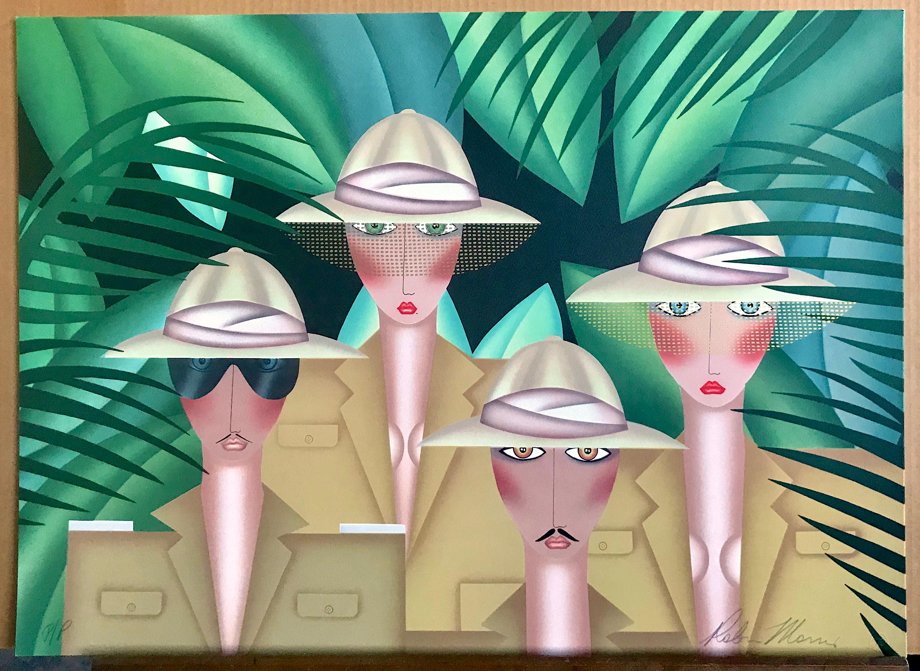 THE EXPEDITION Signed Lithograph, Group Portrait, African Safari Tropical Jungle For Sale 4