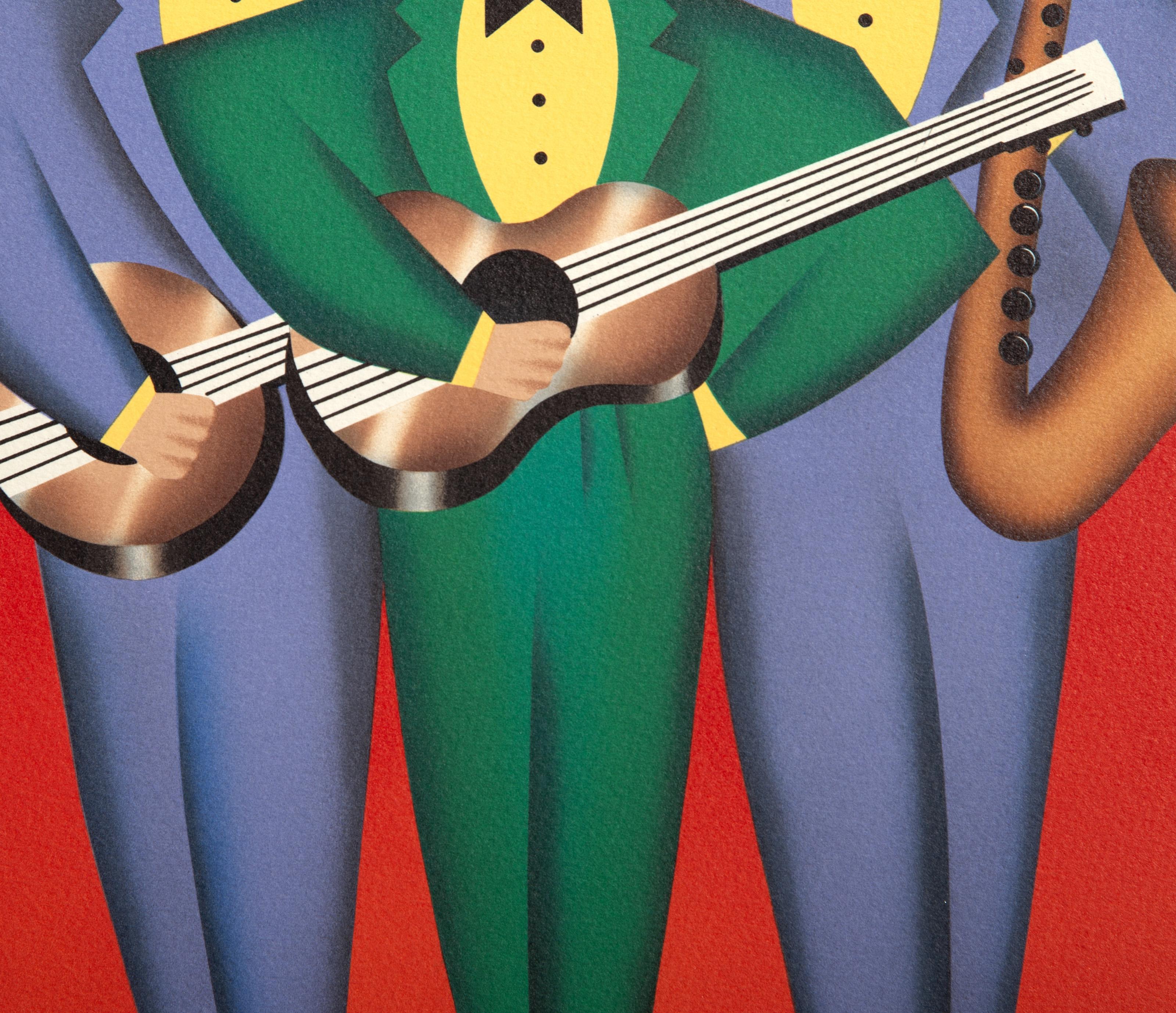 Tres Amigos, Serigrafía Art Decó de Robin Morris en venta 1