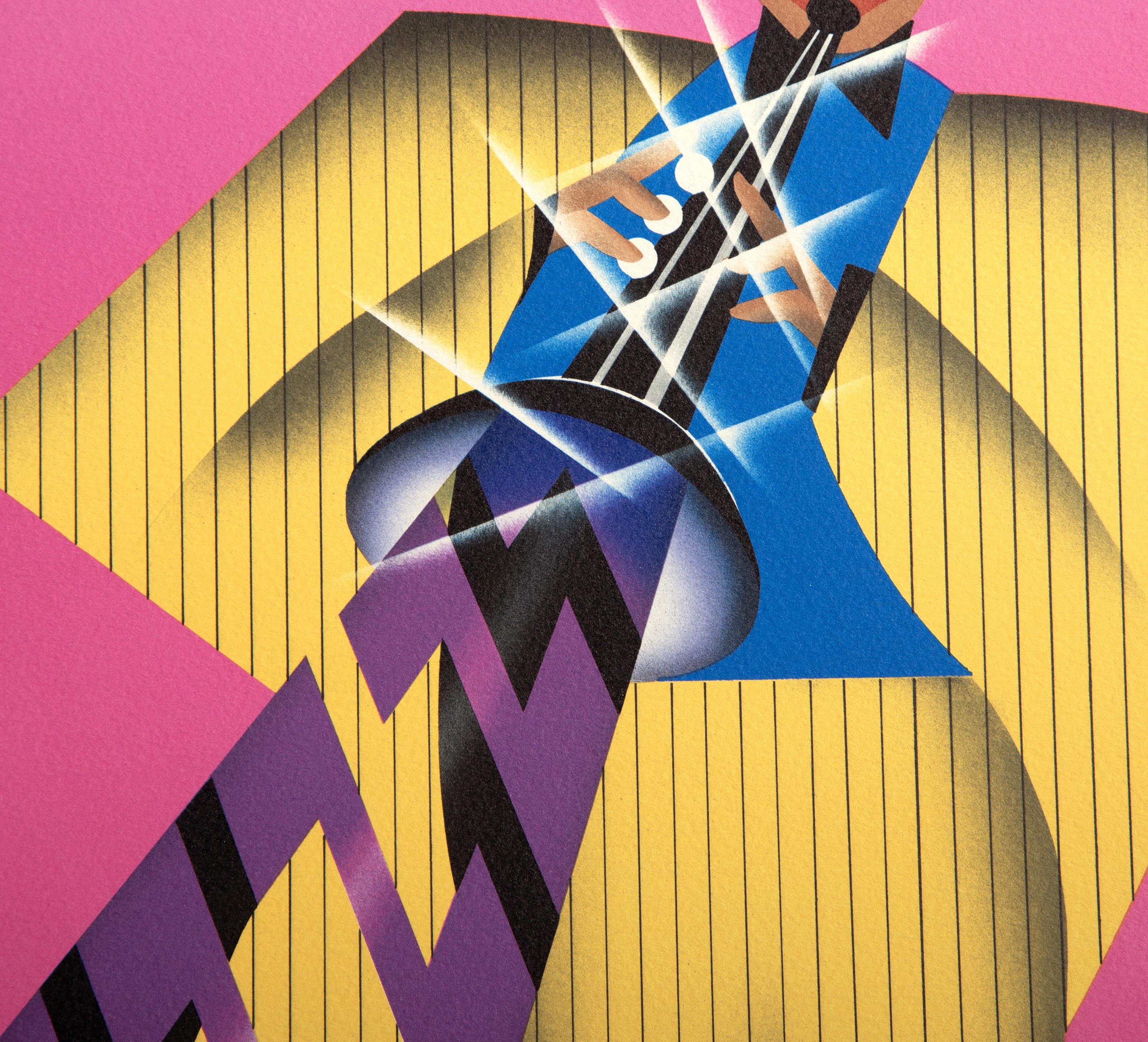 Trumpet, Art Deco Screen Print by Robin Morris For Sale 1