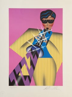 Trumpet, Art Deco Screen Print by Robin Morris