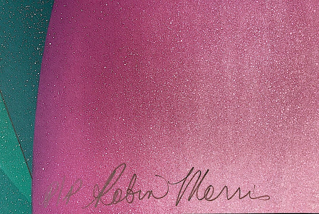 WAITING FOR THE BOYS Signed Lithograph, Women Wide Brim Hats, Art Deco Staircase For Sale 4