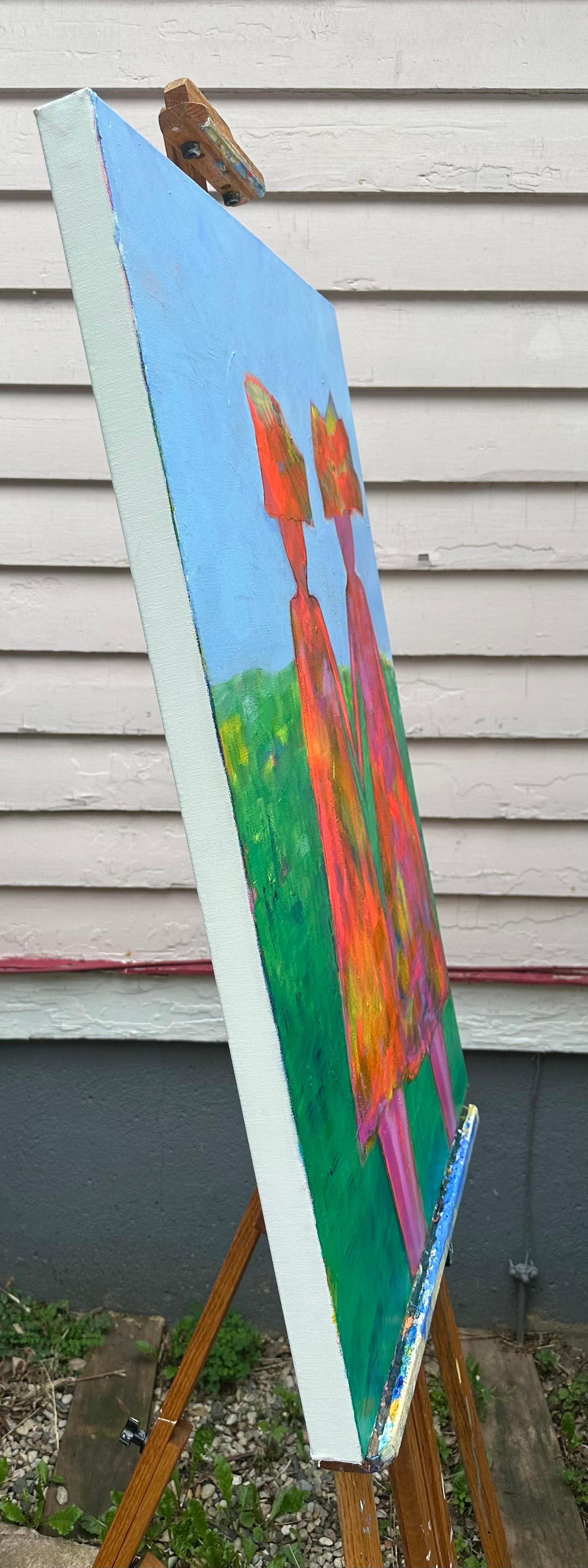 Blooming Together, Pittura astratta - Painting di Robin Okun