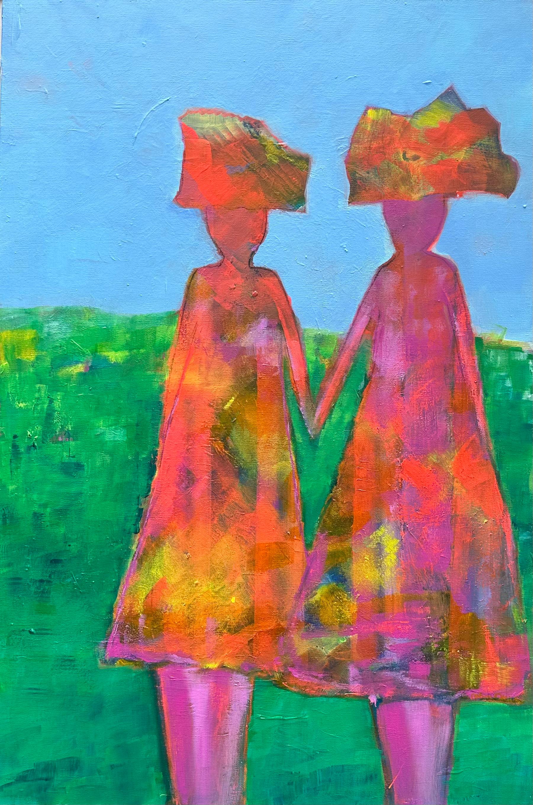 Abstract Painting di Robin Okun - Blooming Together, Pittura astratta