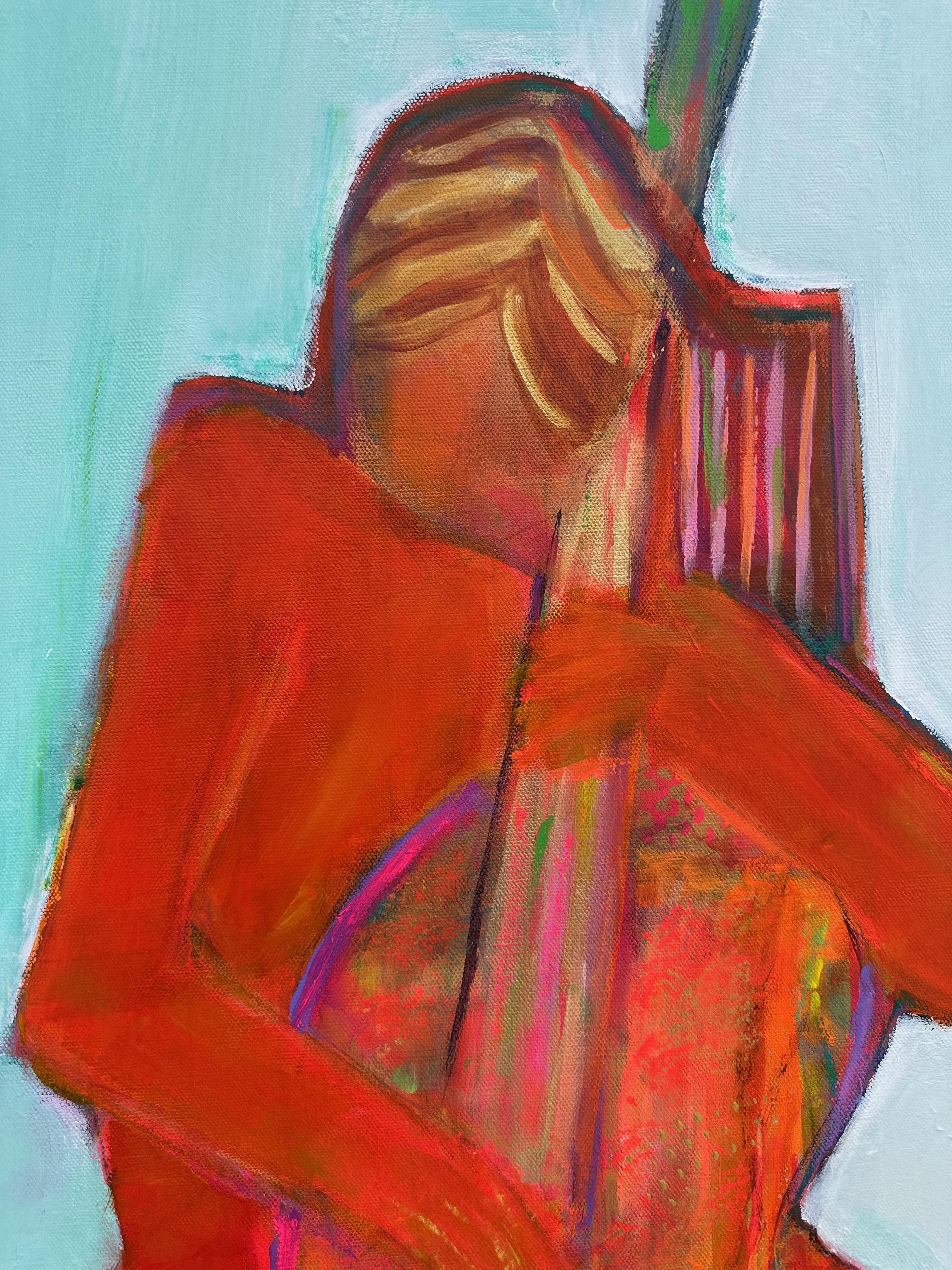 Die Farbe der Musik, Originalgemälde (Grau), Figurative Painting, von Robin Okun