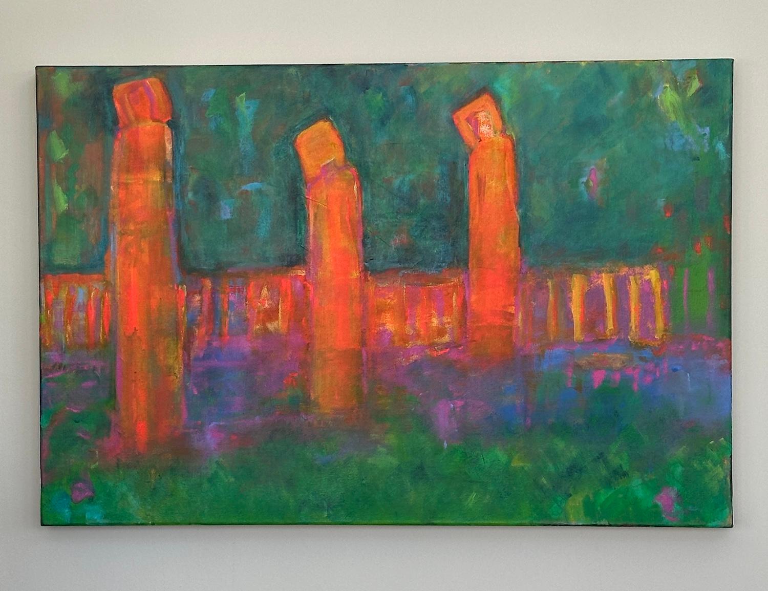 Il giardino scolpito, dipinto originale - Painting di Robin Okun
