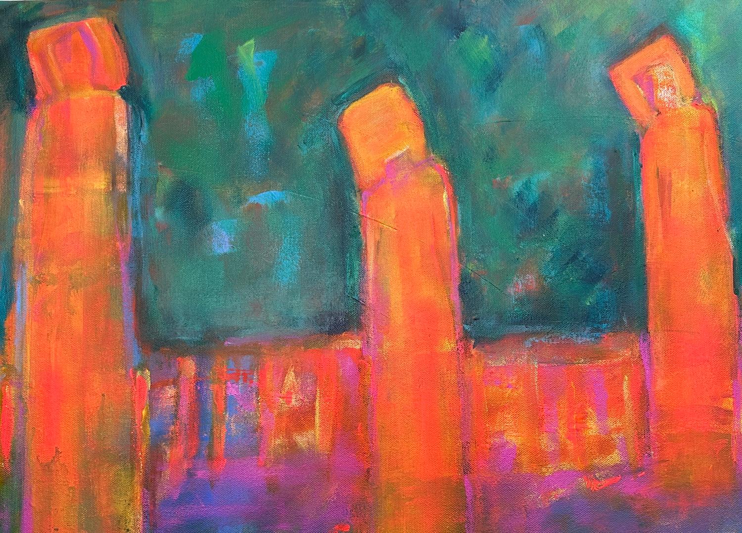 Il giardino scolpito, dipinto originale - Painting Contemporaneo di Robin Okun