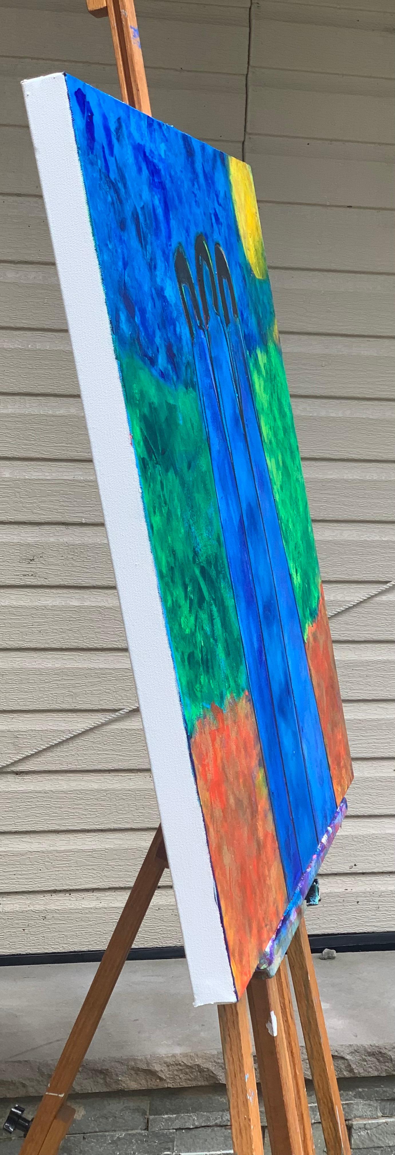 Harmony 2, peinture abstraite en trois parties - Painting de Robin Okun