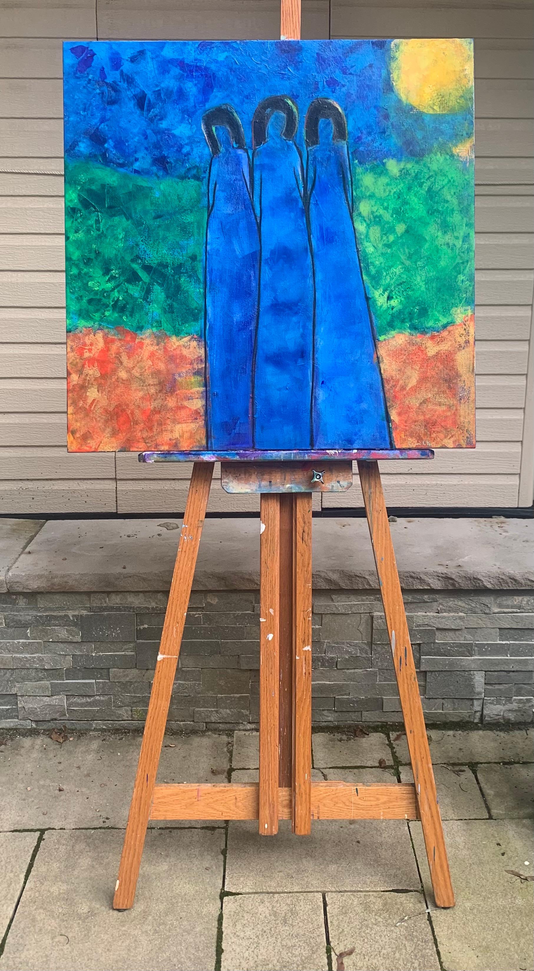 Harmony 2, peinture abstraite en trois parties - Abstrait Painting par Robin Okun