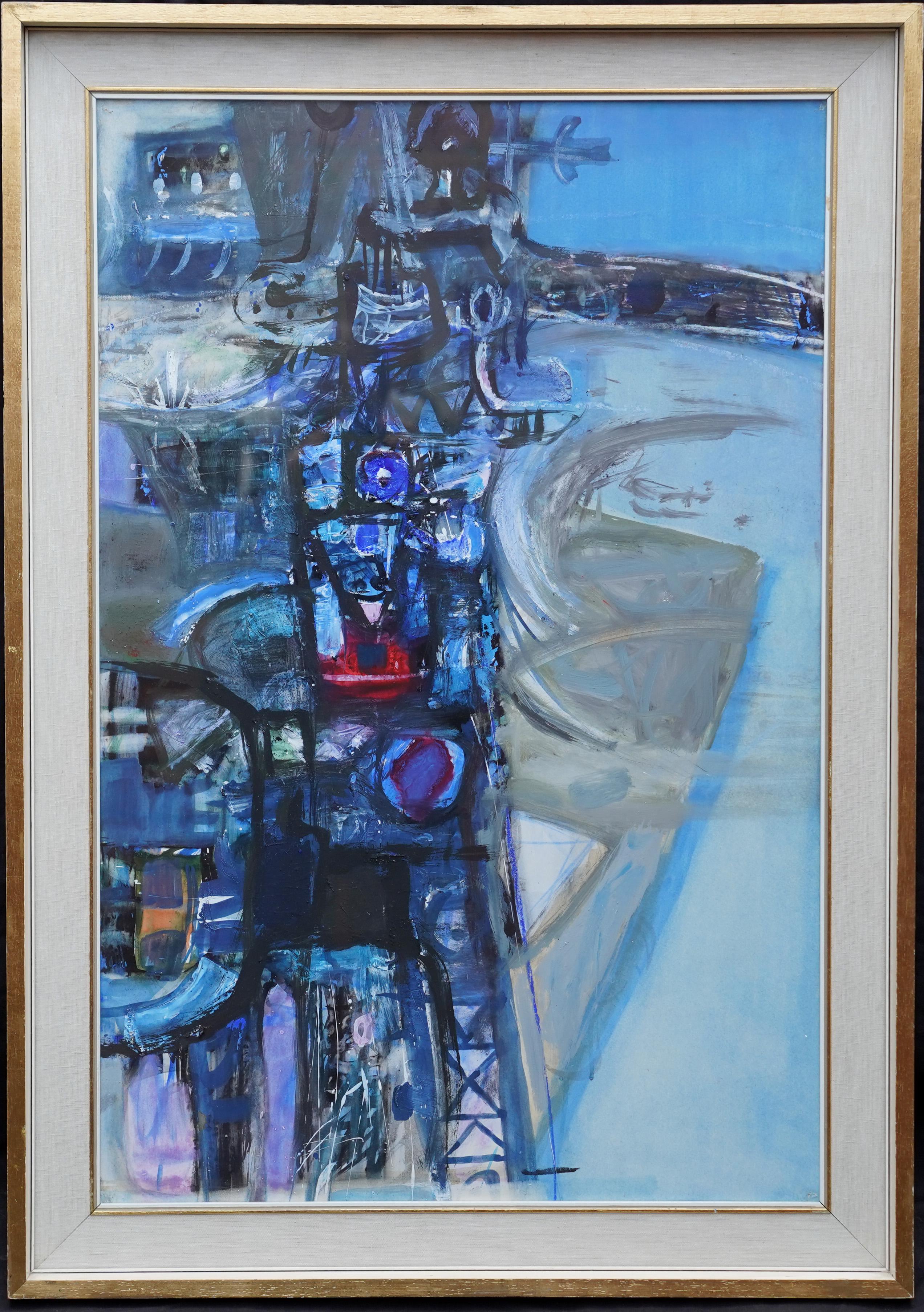 Robin Philipson - Blue Totem - Scottish exhibited 1960's Abstract art For  Sale at 1stDibs