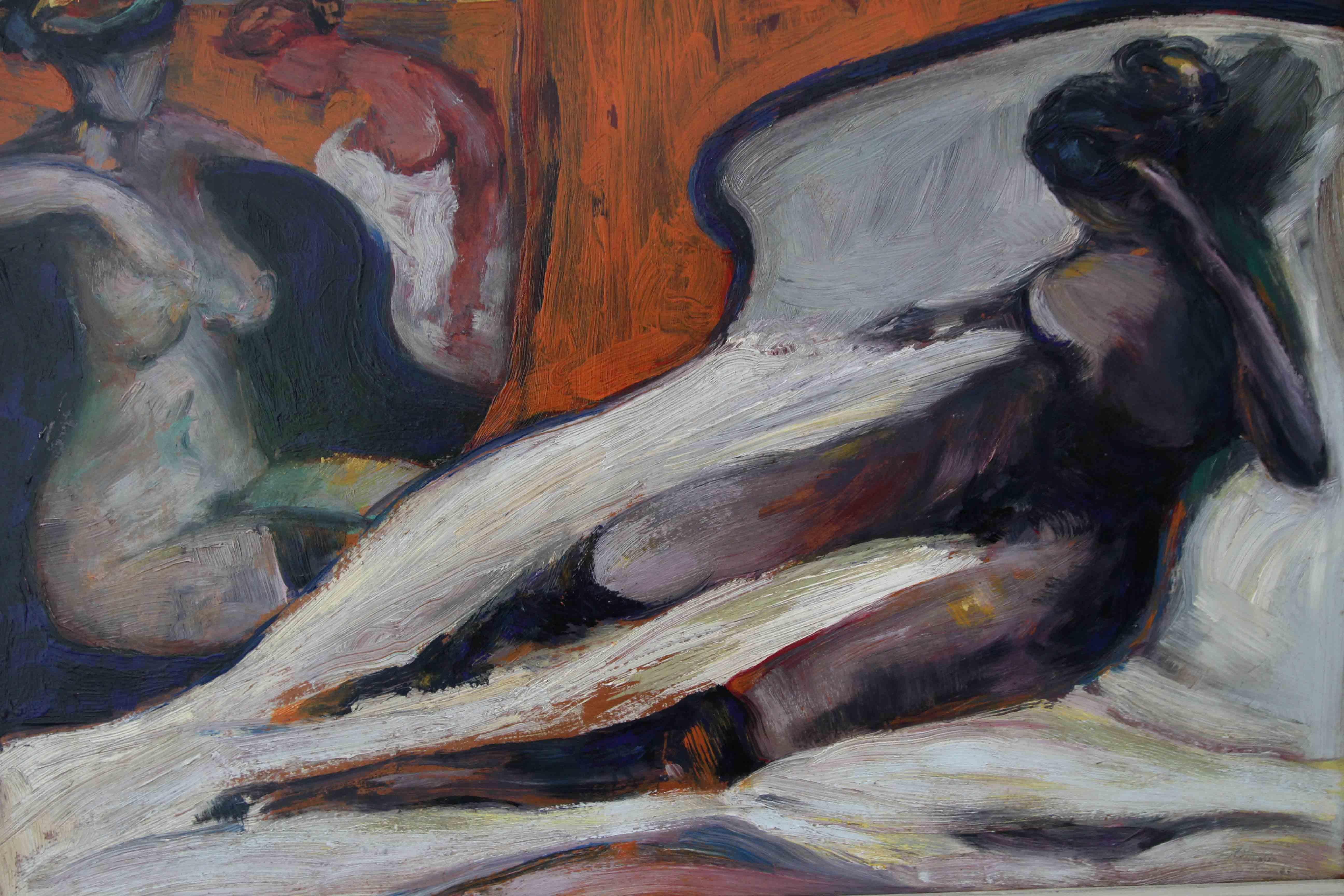 Women Observed - Scottish art Edinburgh Expressionist artist nude oil painting For Sale 7