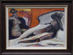 Vintage Women Observed - Scottish art Edinburgh Expressionist artist nude oil painting